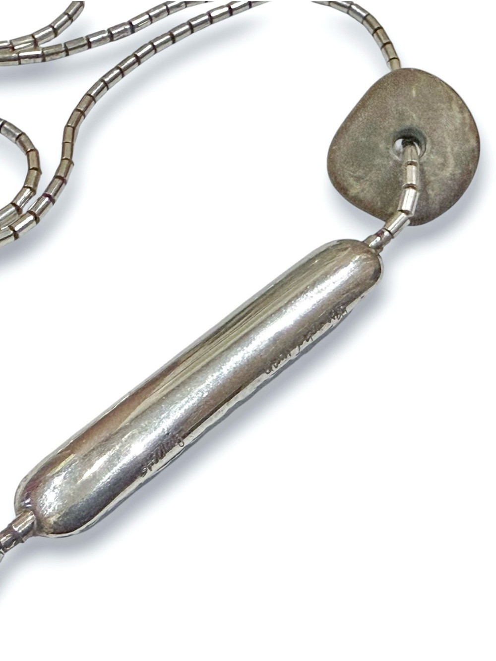 Jan Yager Unique Sterling Modernist Pillow Style Necklace with Stone Accent - Picture 10 of 16